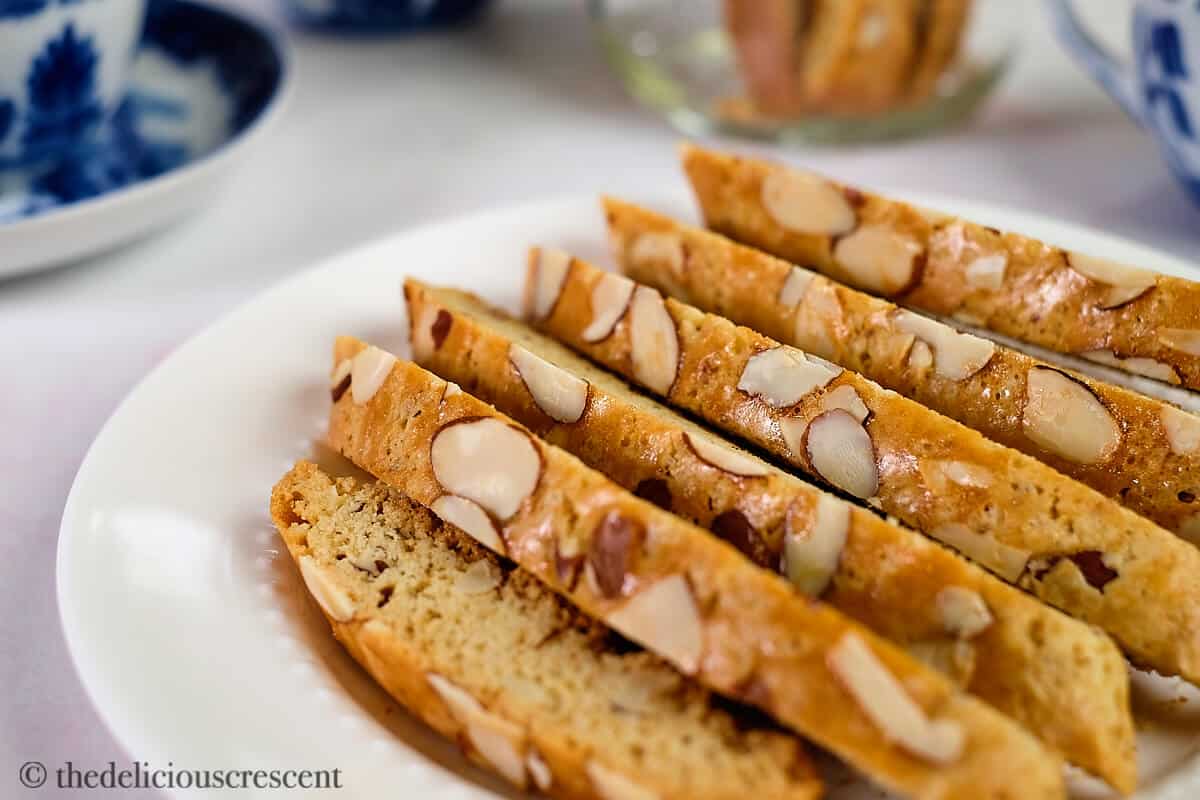 Anise Almond Honey Biscotti served on the table