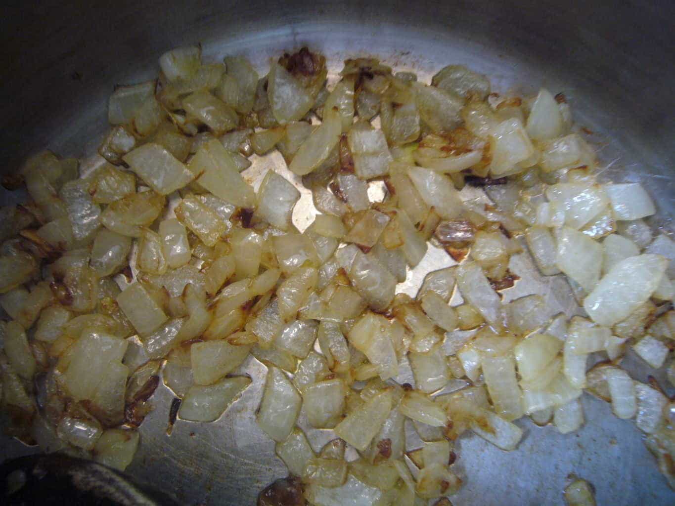Onions sauteed with olive oil.