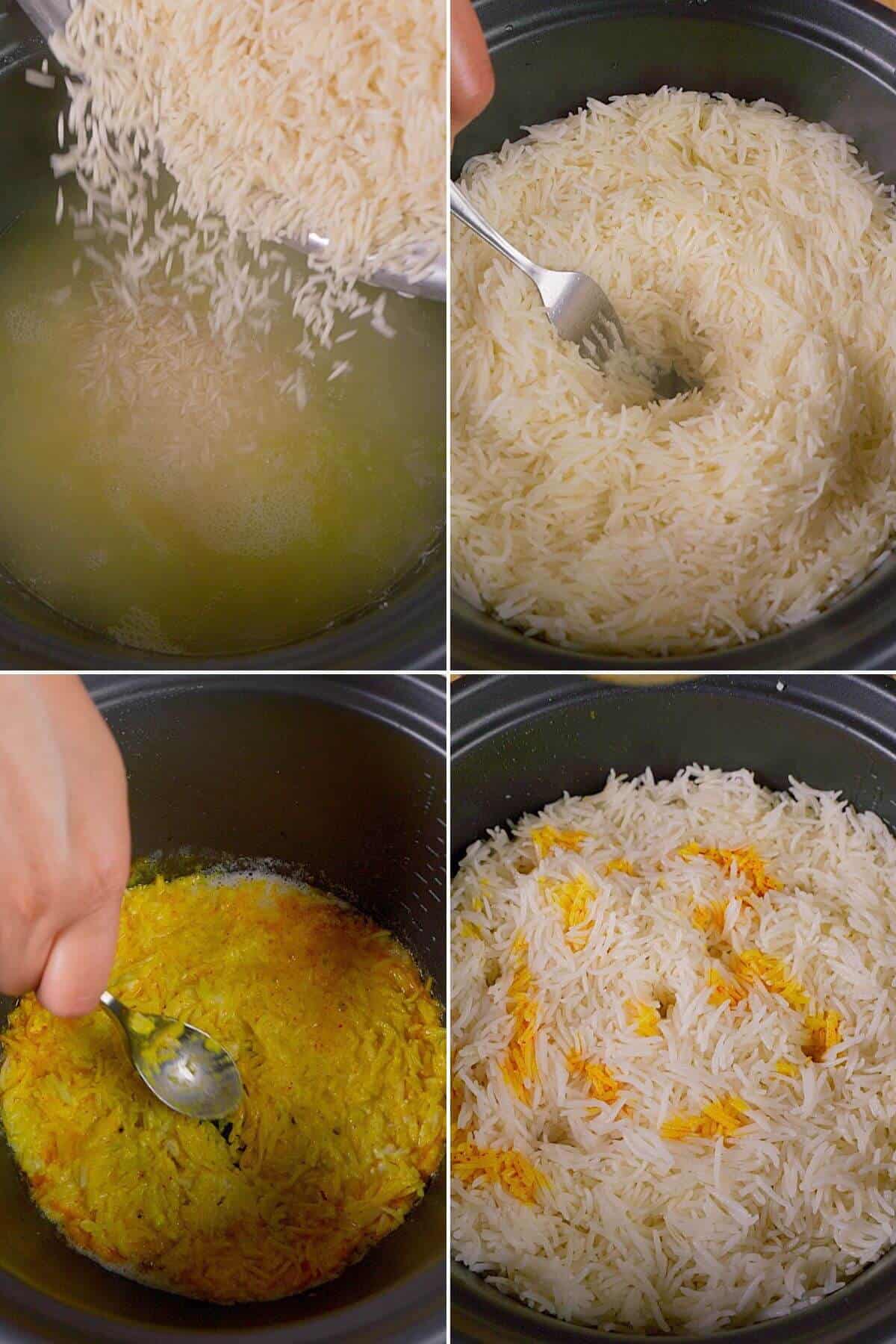 Rice cooked and steamed with saffron.