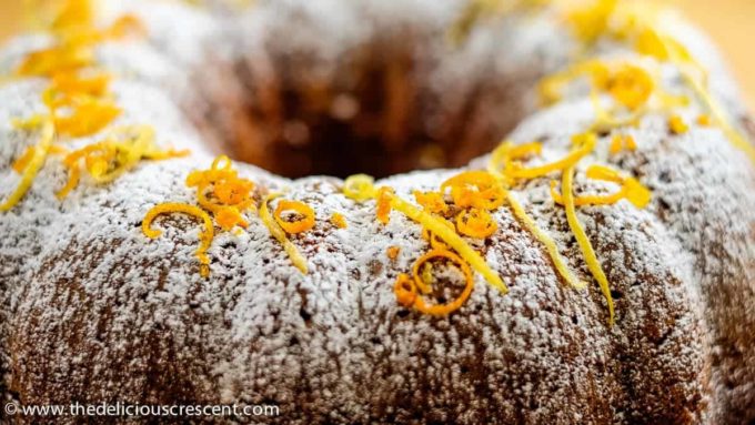 Front view of the sweet potato bundt cake.