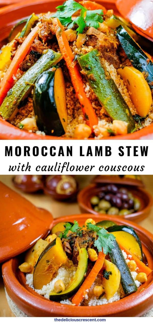 Moroccan Lamb Stew & Cauliflower Couscous - The Delicious Crescent