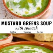 Mustard greens soup pin image.