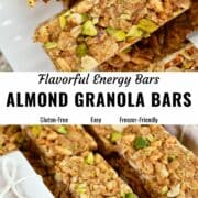 Almond granola bars pin image.