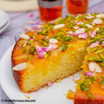 Persian love cake served with tea.