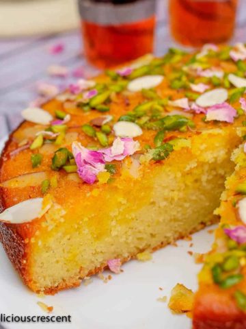 Persian love cake served with tea.