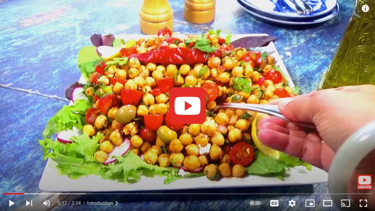 Chickpea salad YouTube video image.