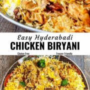 Chicken Biryani pin image with different views.