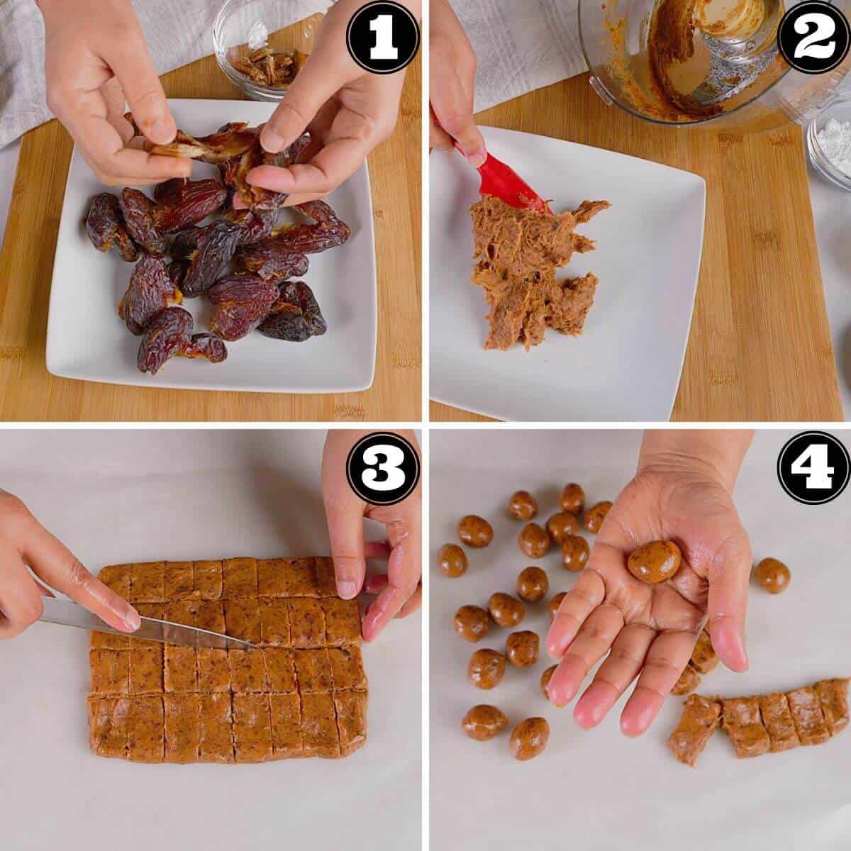 Making date paste and date balls.