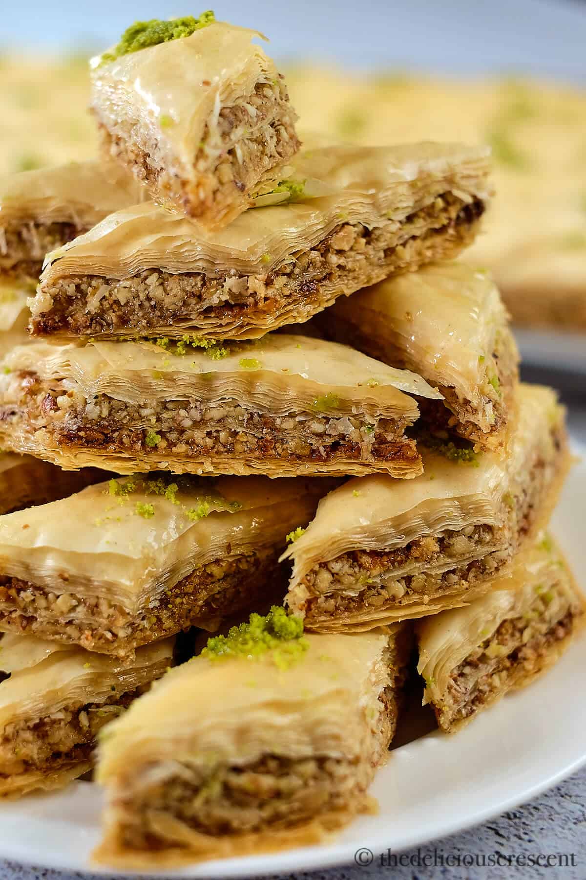 Persian style baklava served on a white plate.