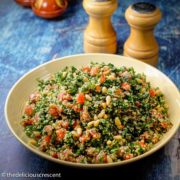 Tabbouleh salad served in a bowl.