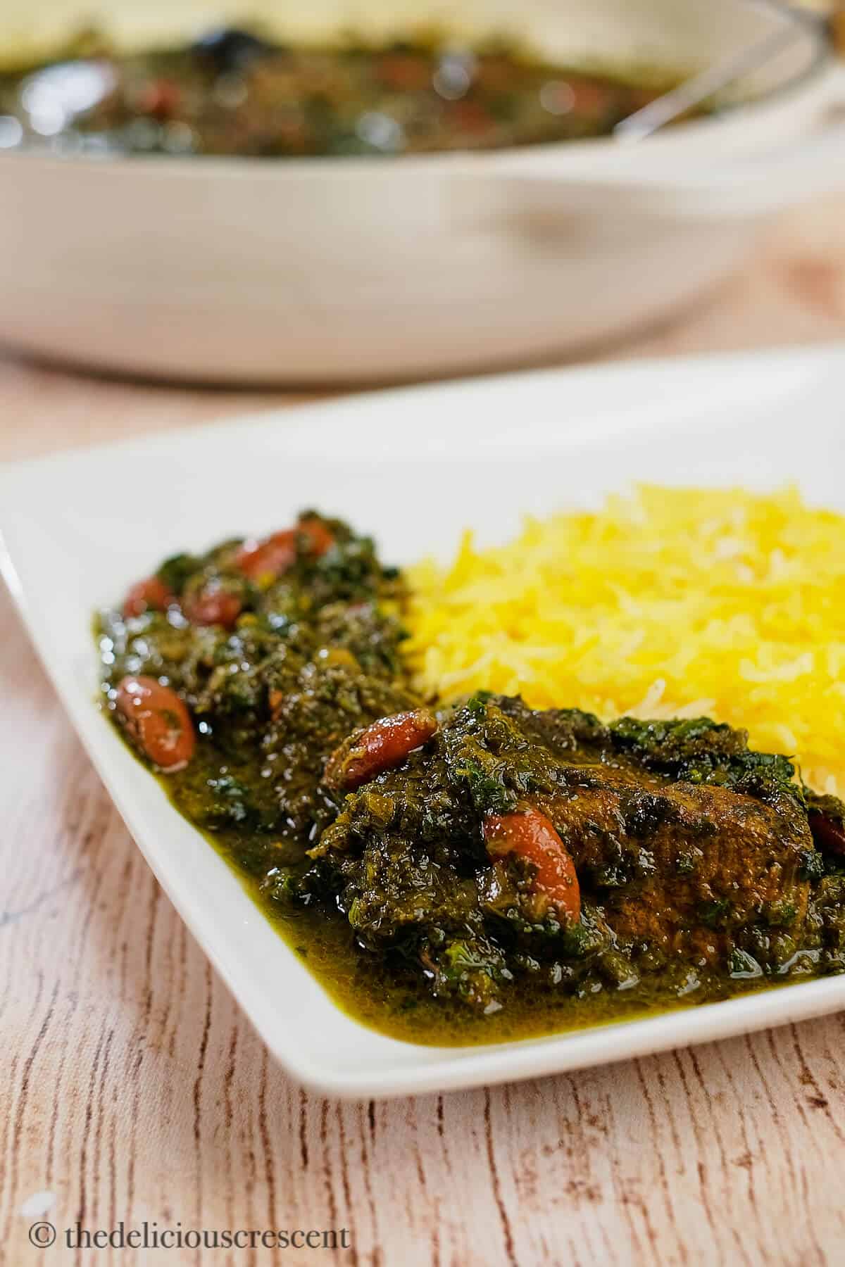 Persian stew served with saffron steamed rice.