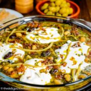 Ash-e reshteh served in a bowl..