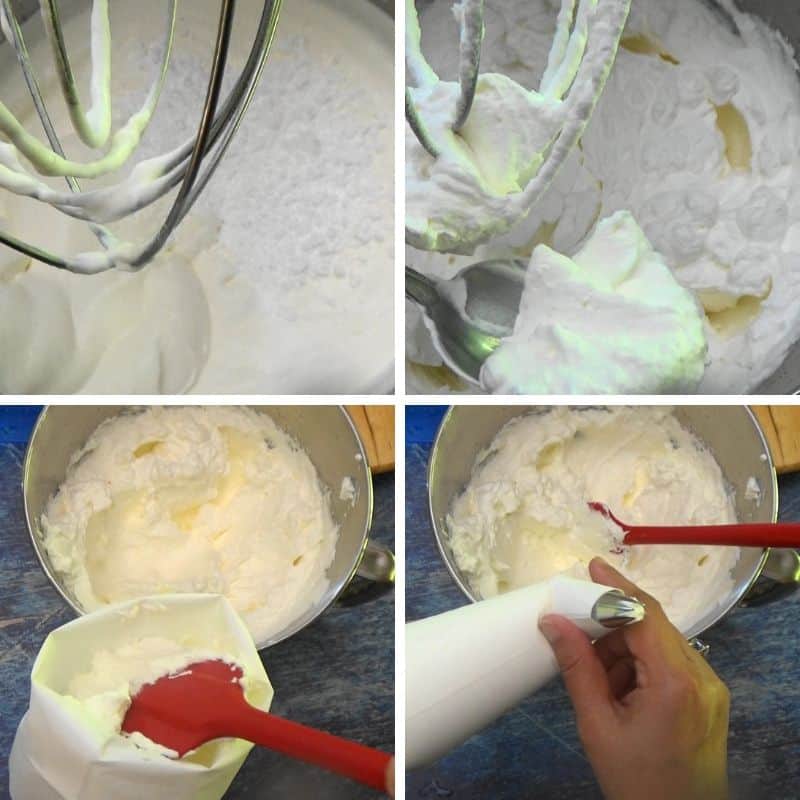 Heavy cream whipped to make frosting for cake and for piping decoration.