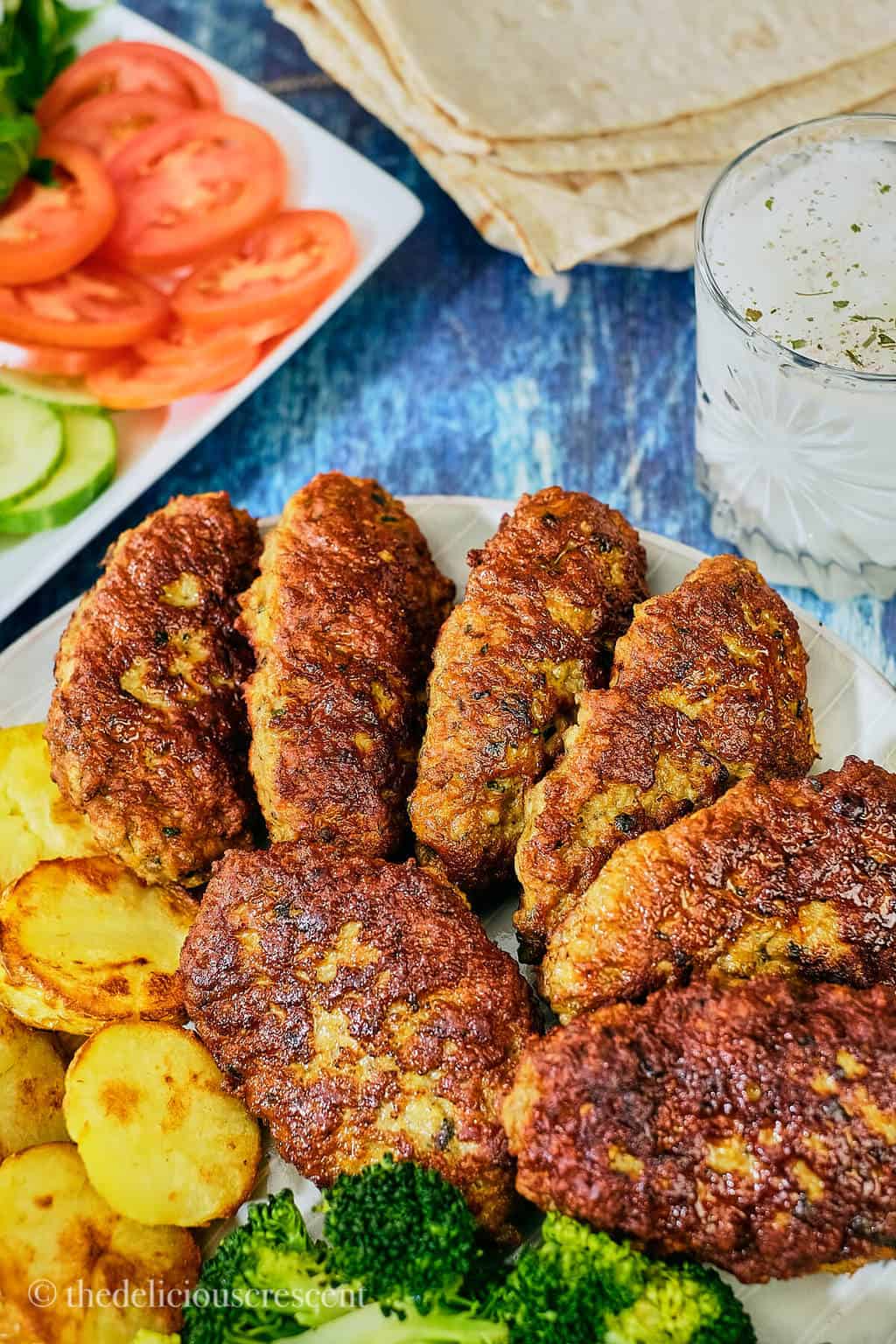 Close up view of meat patties.