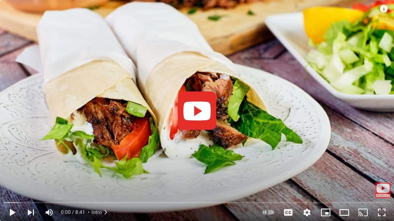 Lamb shawarma YouTube video image.