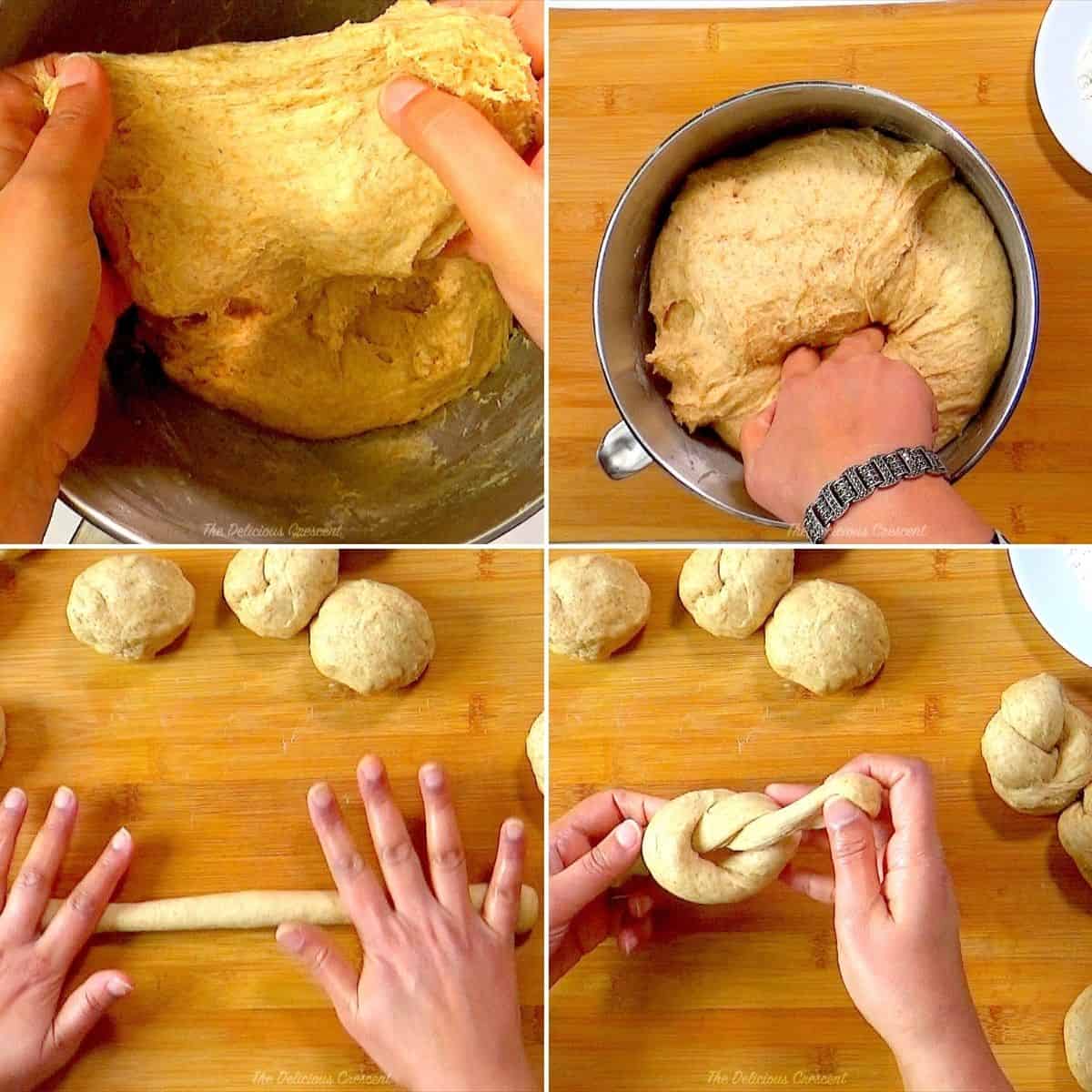 Check gluten formation and making honey wheat rolls.