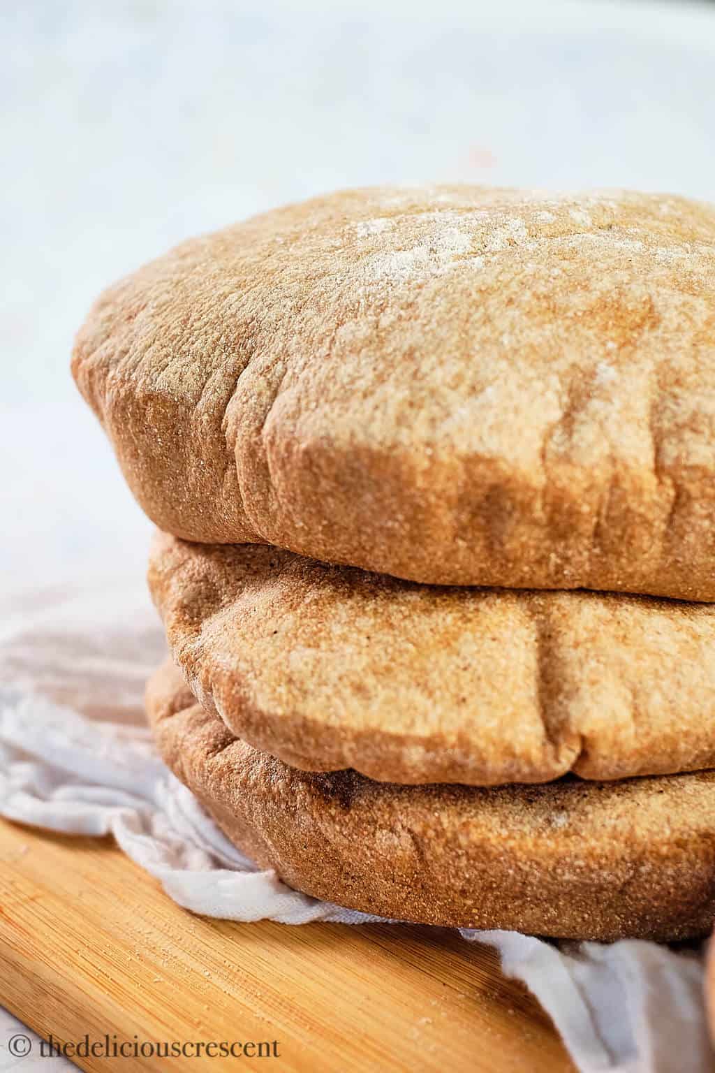 Close up view of pita bread.