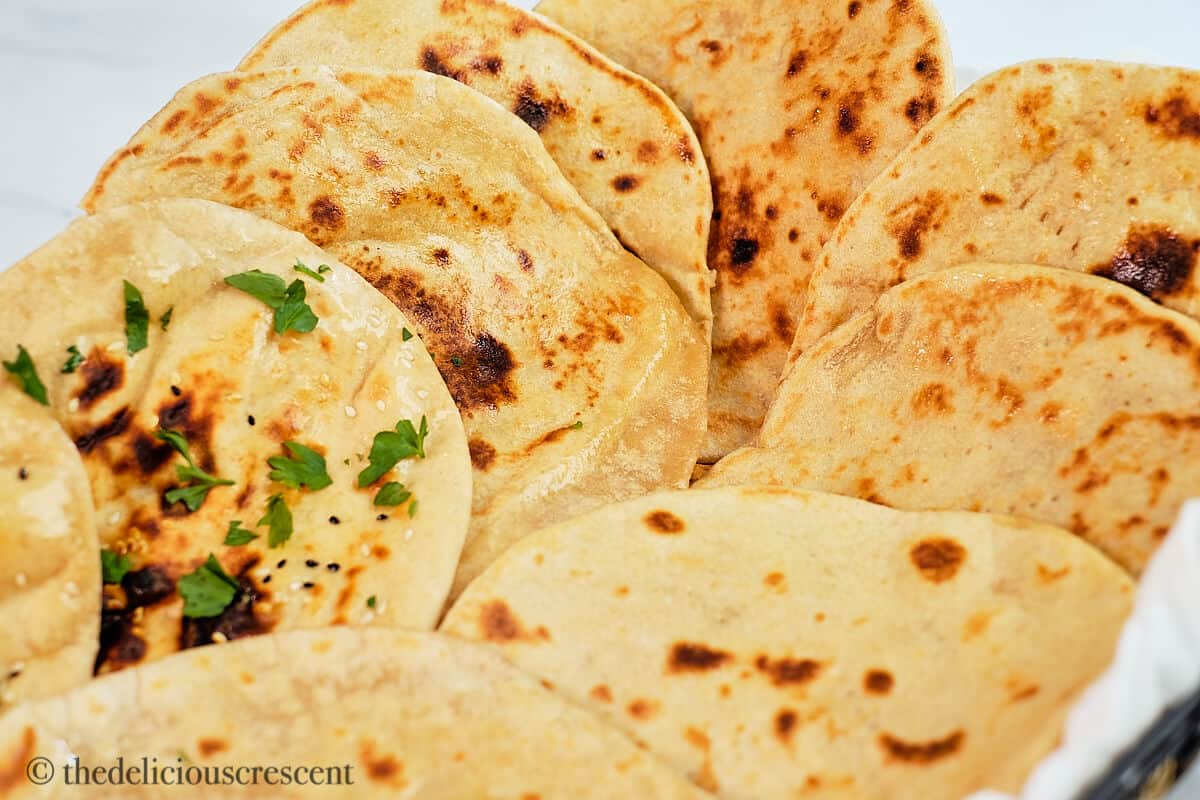 A stack of quick and easy skillet flatbreads.