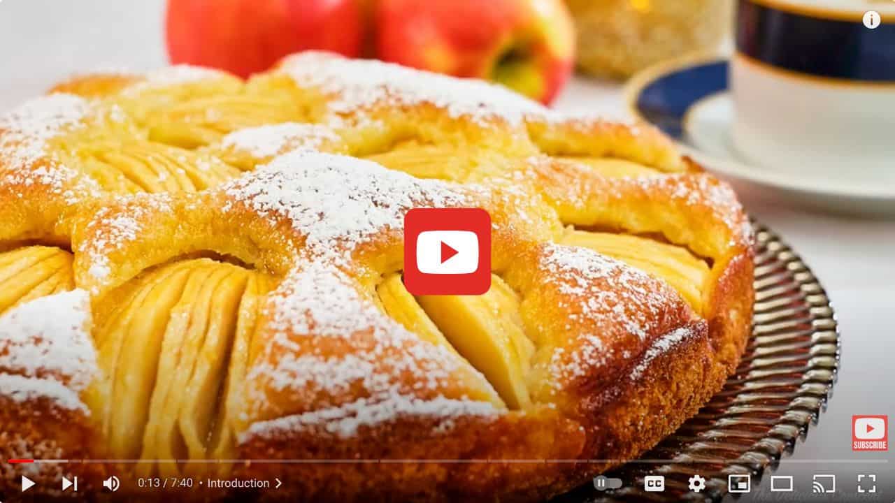 German apple cake YouTube video image.