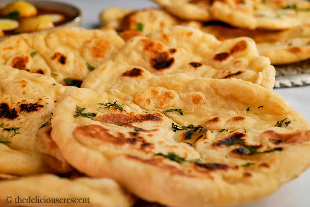 Yeast flatbreads laid out on the table.