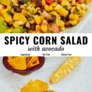 Spicy corn salad pin image.