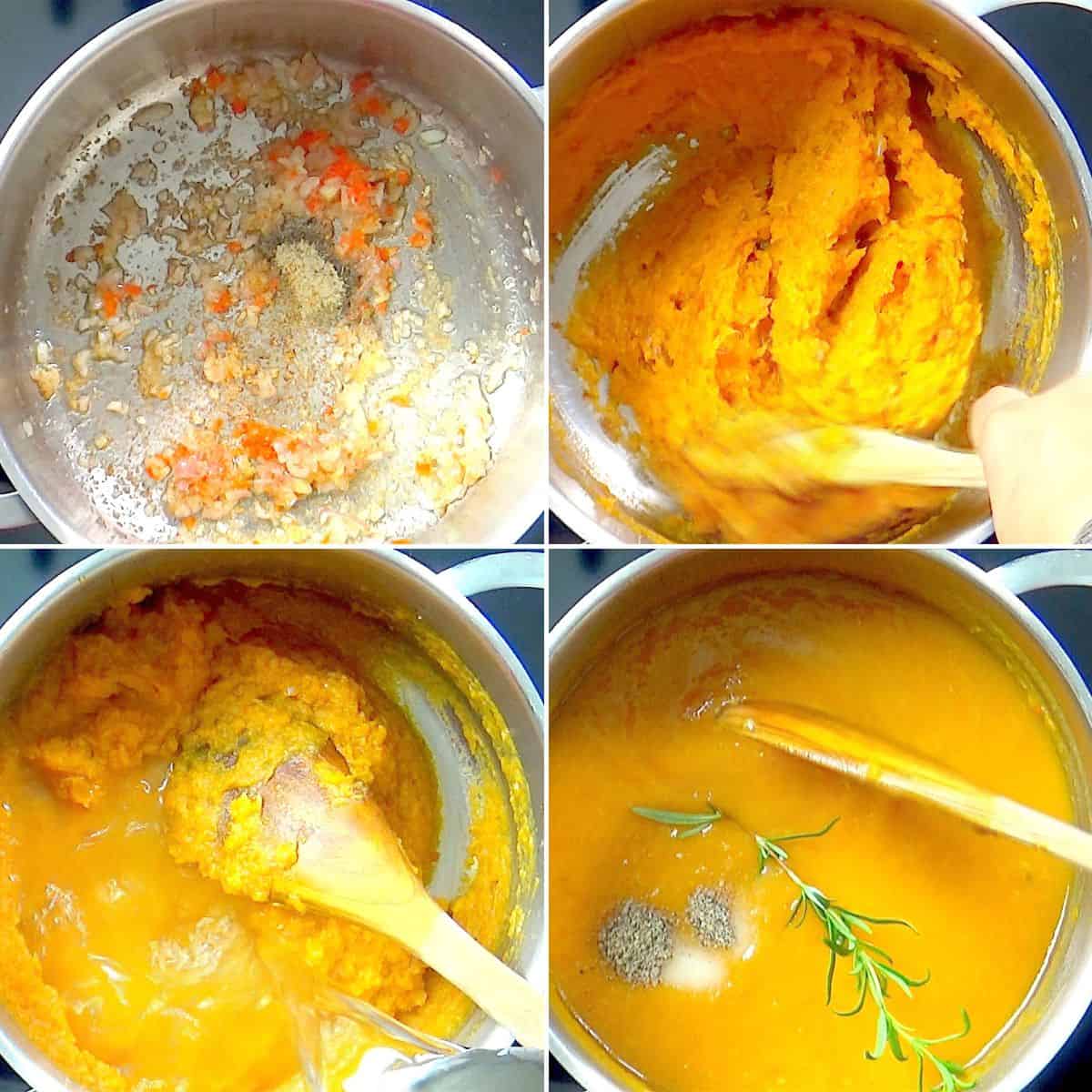 Cooking sweet potato soup.