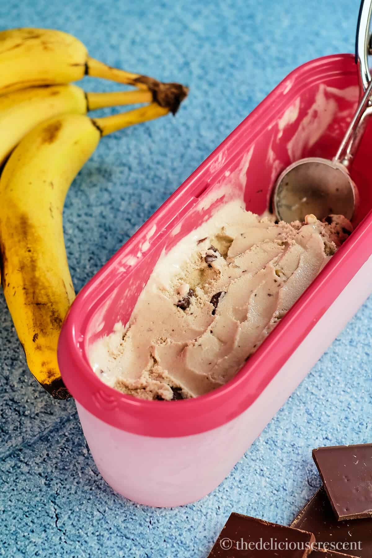 A tub of creamy ice cream.