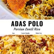 Adas polo lentil rice pin image.