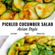 Pickled cucumber salad (Asian style) pin image.