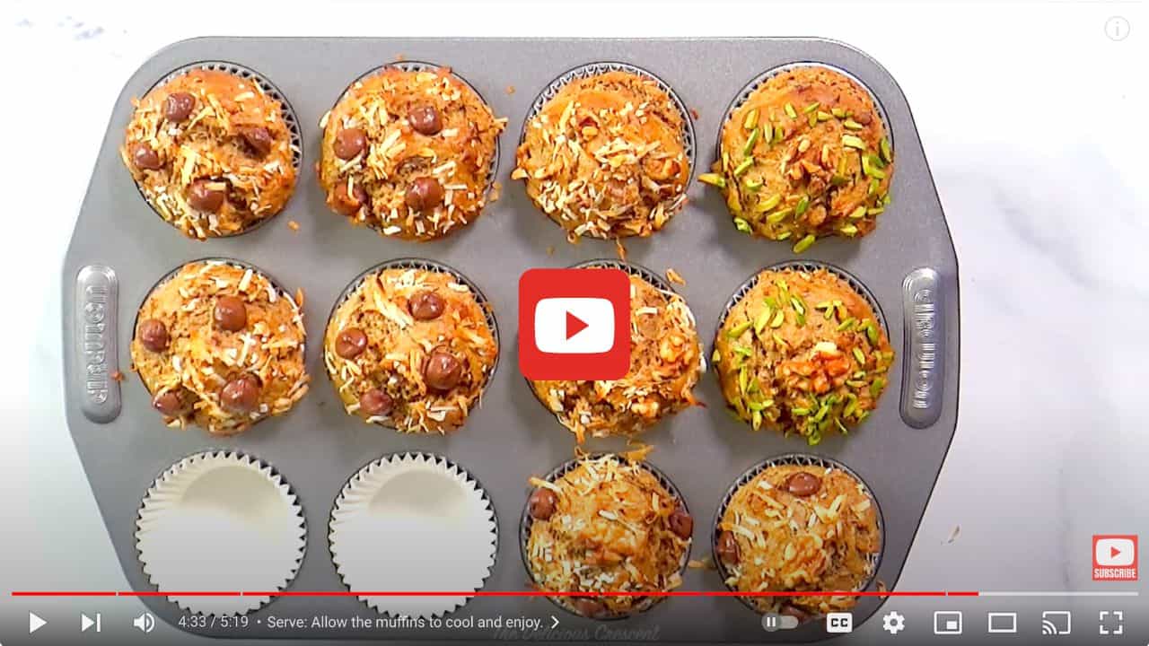Healthy date banana muffins YouTube video image.