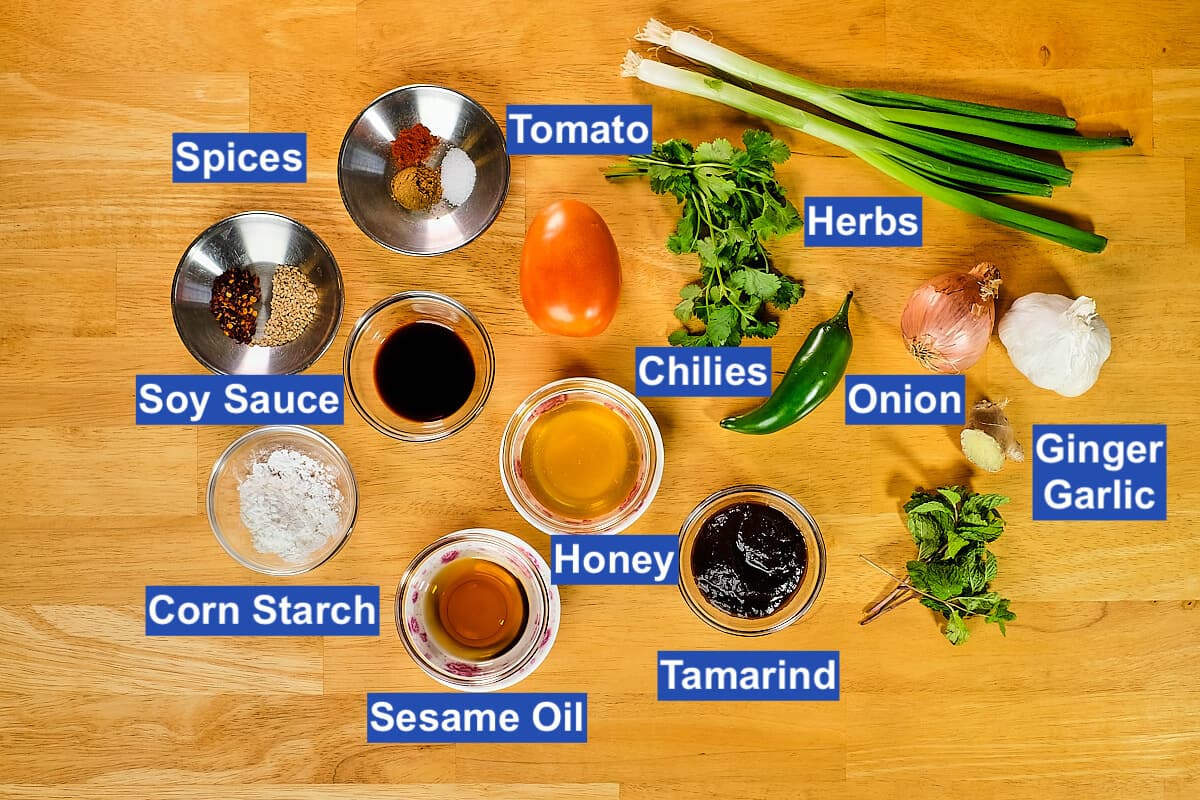 Ingredients used for the sauces