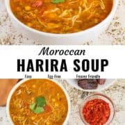 Moroccan harira soup pin image.