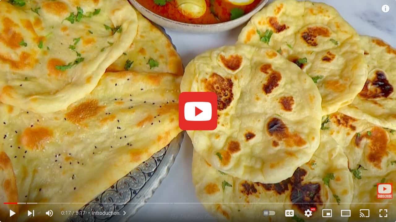 Indian naan recipe YouTube video image.