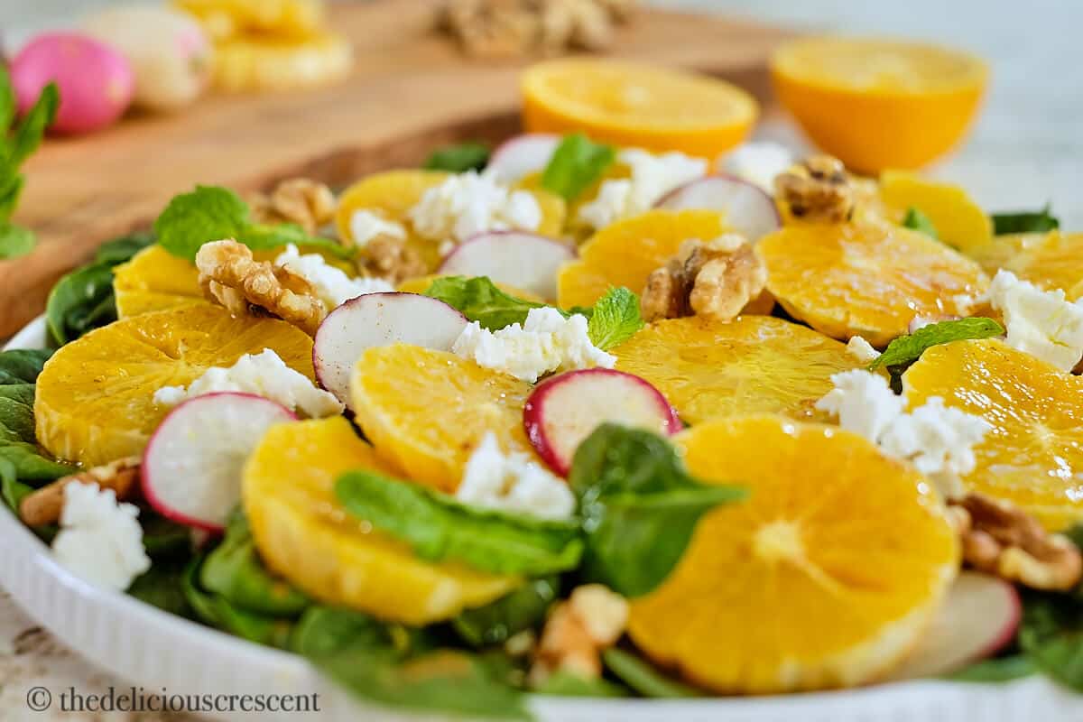 Fragrant simple salad made with orange blossom water citrus dressing.