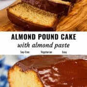 Almond pound cake pin image.