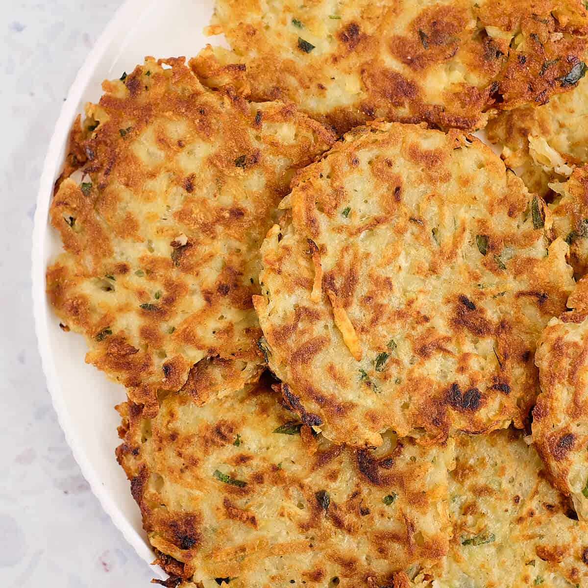 Close view of German potato pancakes.