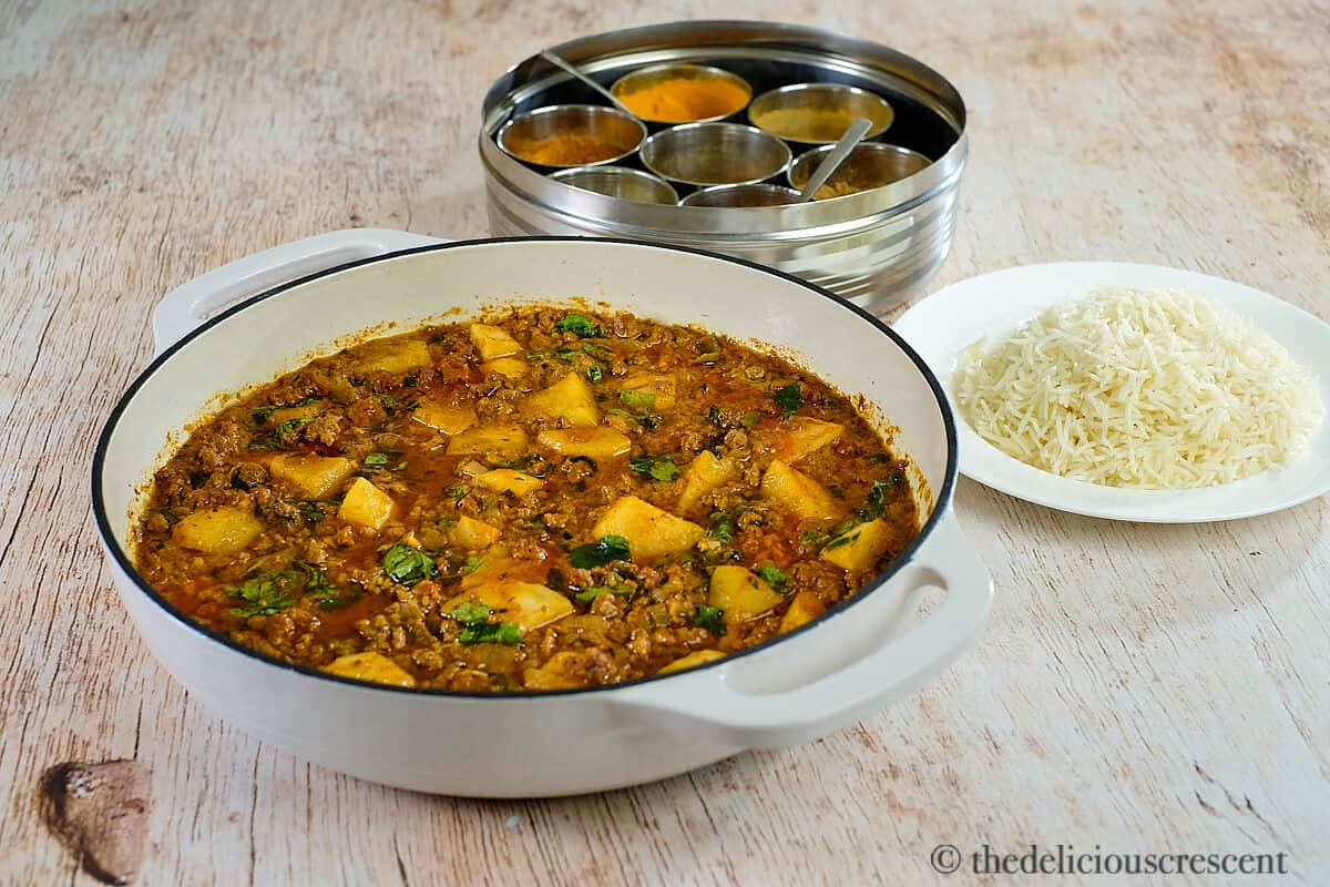 Easy beef keema curry cooked with spices.