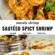 Sauteed spicy shrimp pin image.