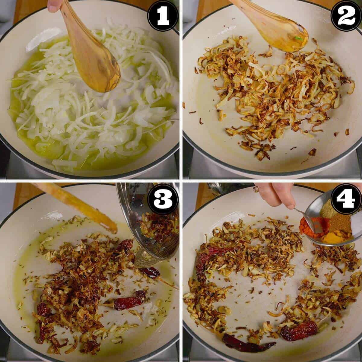 Making tadka base for spinach dal.