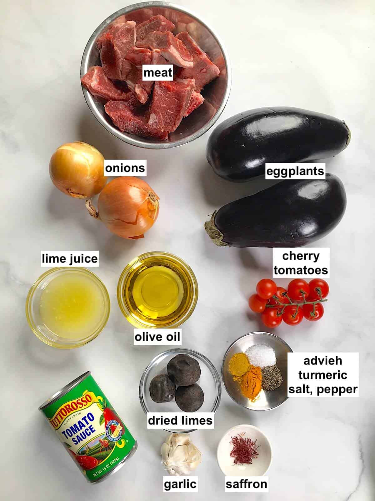 Ingredients needed for making the recipe.