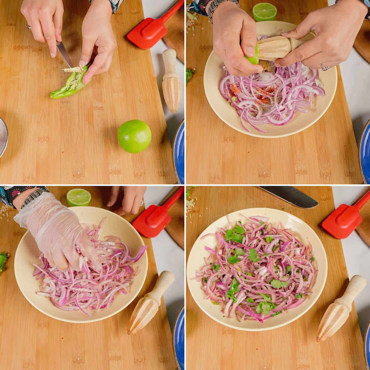 Making of the Indian salad.