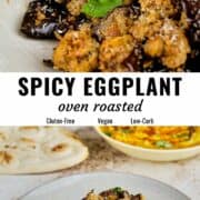 Spicy eggplant side dish pin image.