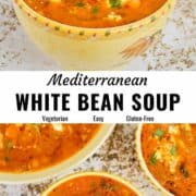 Mediterranean white bean soup pin image.