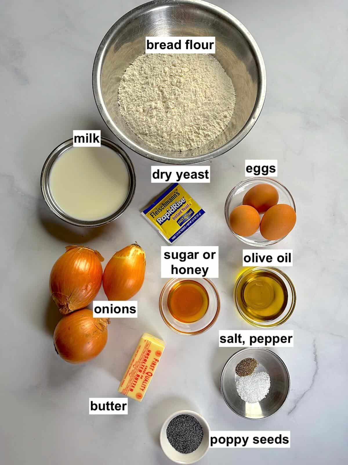 Ingredients needed for making the recipe.
