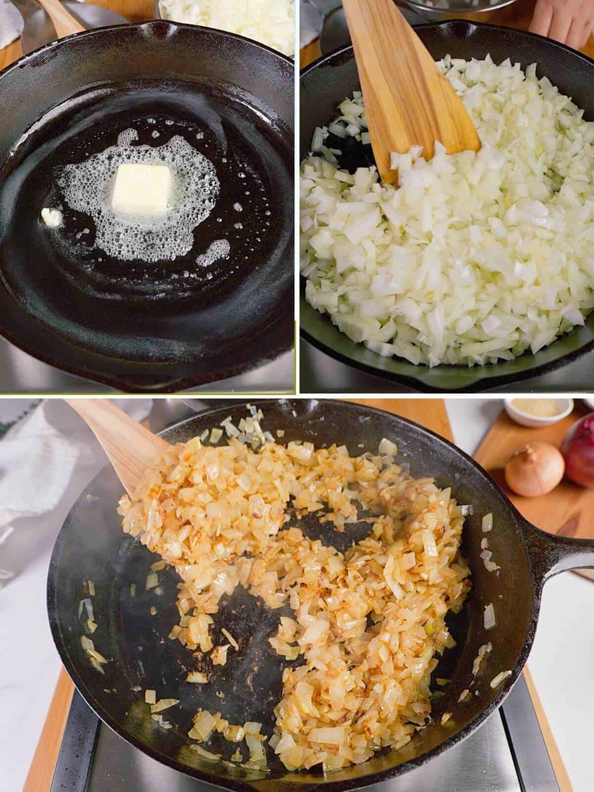 Cooking the onions.