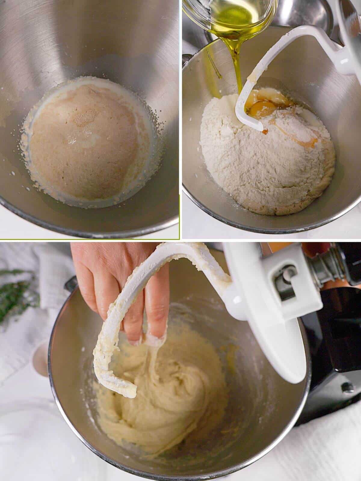 Making sticky dough.