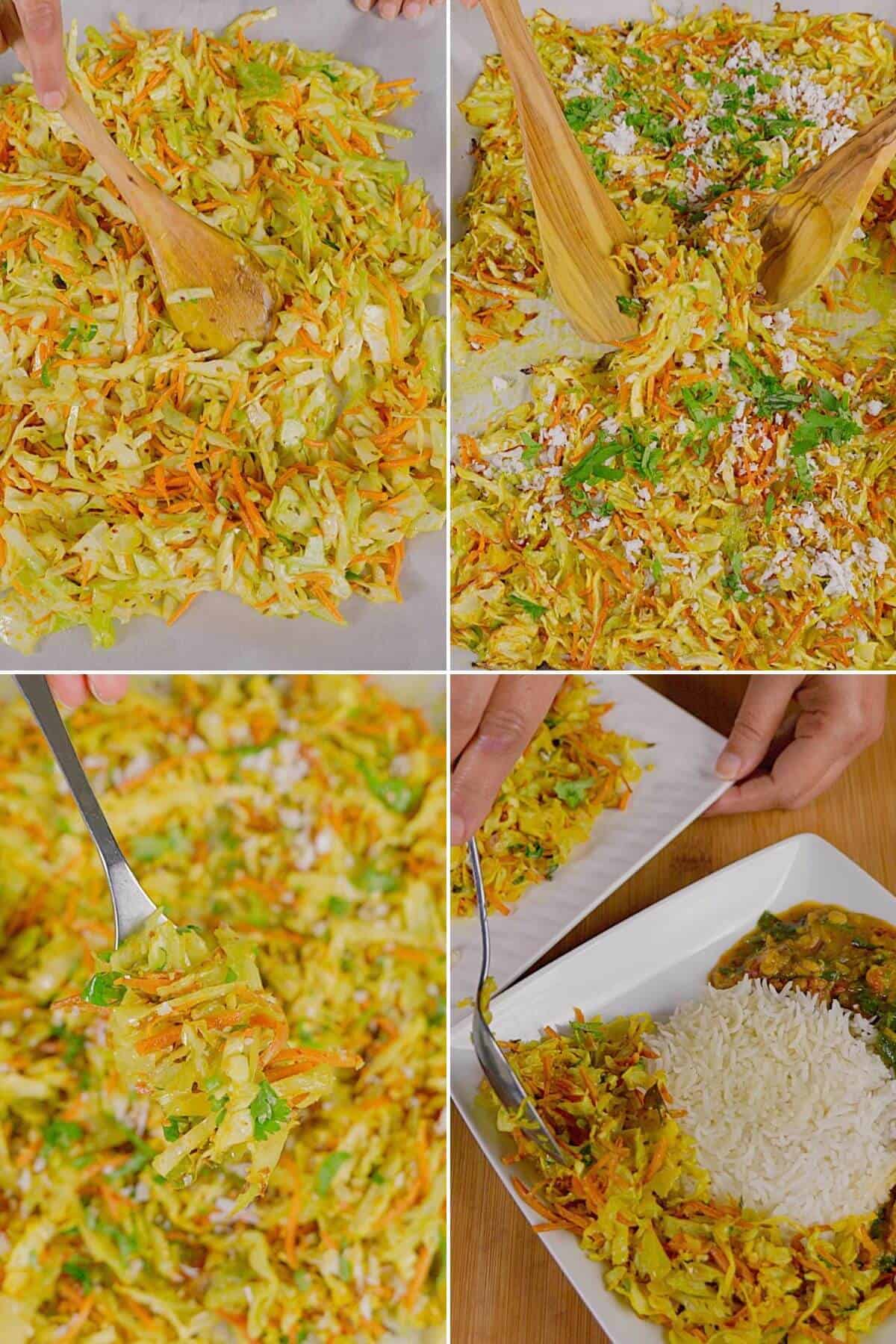 Roasting the vegetable, and serving.