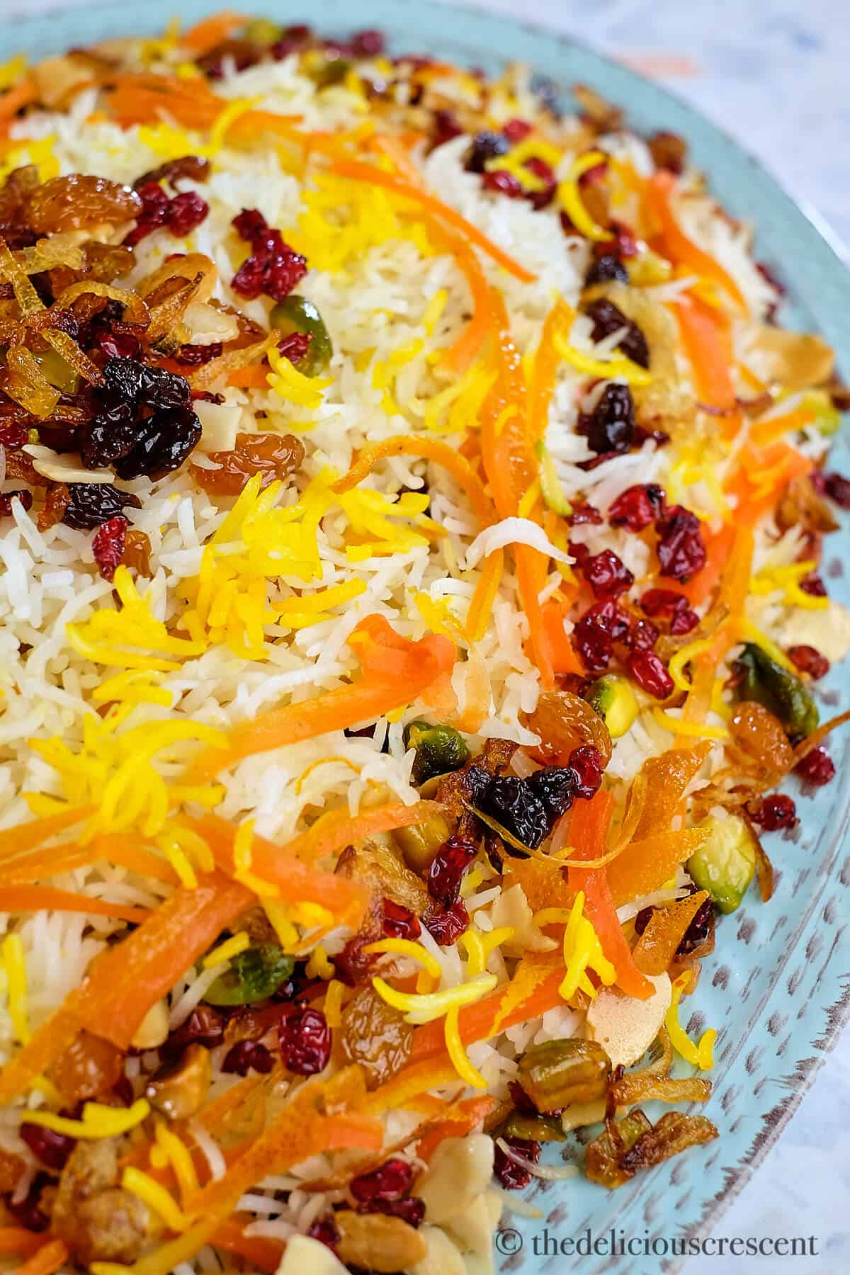 Jeweled rice served in a platter.