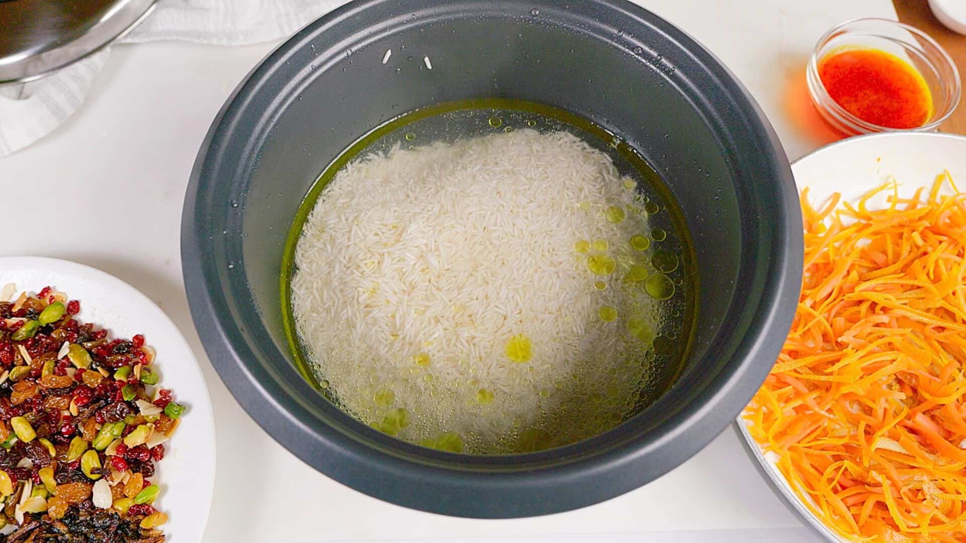 Cooking rice.