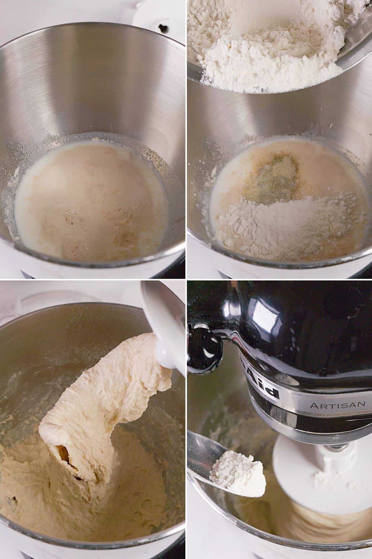 Activating the yeast and making the dough.